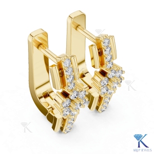 Lab Grown CVD HPHT Diamond Floral Cluster Huggie <b>Hoop</b> <b>Earrings</b> Pave 18K <b>Solid</b> Gold Fine Women's Jewelry Wedding Gift - Product Image 4
