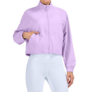 Women's Slim Fit Gym Fitness <b>Workout</b> Cropped Tops Long Sleeve Yoga Coat Zipper Design Sports Wear Running Yoga <b>Jacket</b> for Women - Product Image 4