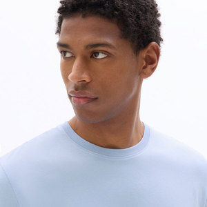 Men's Solid Color Short Sleeve O-Neck Cotton T-Shirt Regular Fit Casual Jersey Knitted <b>Light</b> Blue - Product Image 6