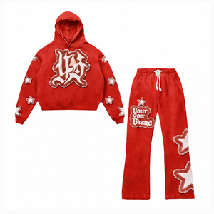 Ensemble survêtement streetwear homme skinny brodé effet vieilli, sweat à capuche et pantalon, sérigraphié couleur et logo personnalisés - Product Image 3