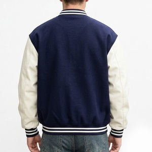 Chaqueta Letterman de invierno para hombre, recién llegada, de alta calidad, con botones cubiertos, de color sólido, con MOQ bajo. - Product Image 2