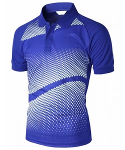 เสื้อโปโลแขนสั้นผู้ชาย ลายจุดสีน้ำเงิน แห้งเร็ว สปอร์ต ผ้าถักโพลีเอสเตอร์ เสื้อกอล์ฟลำลอง ขายส่ง รับทำโลโก้ตามสั่ง - Product Image 1