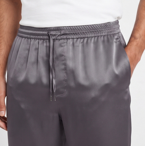 Men's <b>Silk</b> Wide Leg Pants High Waist Drawstring Waist Casual Loose Fit Lightweight Breathable <b>Trousers</b> Summer Style Satin Pant - Product Image 4