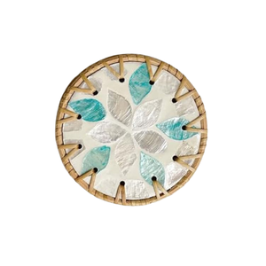BEST SELLING Premium Sustainable Rattan Mother-Of-Pearl Inlaid <b>Placemat</b> Coaster High Quality Eco Friendly Home Decoration - Product Image 1