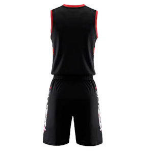 Conjunto de Camiseta de Baloncesto Unisex Negra y Roja, Sin Mangas, Cuello en V, Poliéster que Absorbe la Humedad, Uniformes para Todas las Temporadas, Corte Atlético - Product Image 4