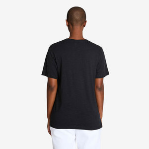 T-shirt en coton noir pour femme, col rond, coupe classique, style minimaliste, manches courtes, couleur unie, jersey toutes saisons - Product Image 3