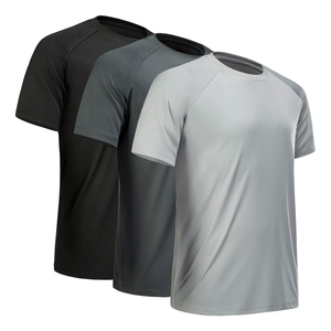 Camiseta de Punto para Hombre, Cuello Redondo, Color Sólido, Manga Corta, Corte Regular, Secado Rápido, Transpirable, 100% Algodón, Estilo Casual, para Gimnasio - Product Image 2