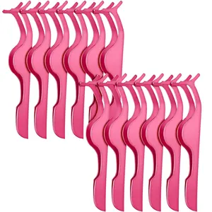 사용자 정의 로고 45 75 90 도 아기 분홍색 핀셋 스테인레스 스틸 속눈썹 인쇄 속눈썹 연장 핀셋 접목 핀셋