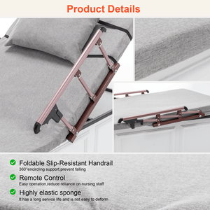 Letto Elettrico Regolabile 468 Aggiornato con Schienale, Sponde di Sicurezza Pieghevoli e Telecomando (Capacità 136 kg) - Product Image 4