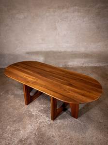 Juego de Mesa de Comedor Ovalada de Madera de Teca Moderna, Mesa de Comedor con Base de Pedestal de Madera Sólida para Hogar, Hotel, Villa, Restaurante de Lujo - Product Image 5