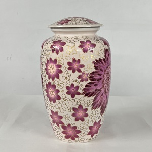 Urnes funéraires peintes à la main de haute qualité, urne en aluminium rose personnalisée pour le stockage des cendres humaines, stockage des cendres funéraires en métal. - Product Image 2