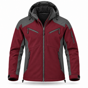 Chaqueta Deportiva de Invierno para Hombre con Logotipo Personalizado, Chaqueta Softshell con Cremallera, Resistente al Viento, con Bloques de Color, para Senderismo y Actividades al Aire Libre, Forro Polar Cálido - Product Image 1
