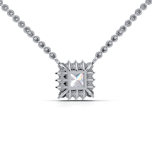 Collar con colgante de halo de diamantes de corte princesa de 1.28 quilates en oro amarillo, blanco y rosa de 14 quilates, joyería fina de lujo para mujer - Product Image 2