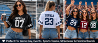 Camiseta de Fútbol Corta Personalizada para Mujer, Top Corto de Malla, Nombre y Número del Equipo Personalizados, Fabricante OEM ODM