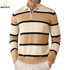 Camisas Polo Casuales para Hombre, Camisas de Golf a Rayas Vintage, Camisa de Rugby de Punto, Suéter Polo Ligero - Product Image 1