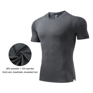 T-shirts de compression athlétiques Dryfit pour hommes, vêtements de fitness en gros avec motif imprimé en fibre de bambou 2026 - Product Image 5