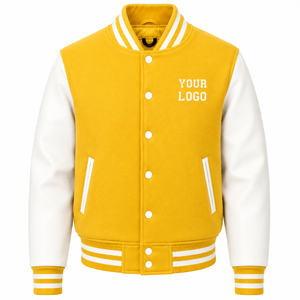 Wholesale <b>Men's</b> Plus Size Leather Sleeve <b>Jacket</b> Customizable Lightweight University <b>UK</b> Style Varsity <b>Jacket</b> Personalized Design - Product Image 1
