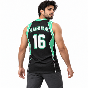 Camiseta de baloncesto para hombre, sin mangas, cuello redondo, licra/poliéster, 180 g, nombres y números personalizados, impresión por transferencia térmica/sublimación - Product Image 3