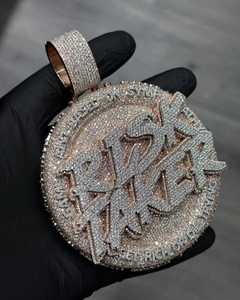Custom Letter Round Design 925 Sterling Silver Rhodium Plated Moissanite Iced Luxury Hip Hop <b>Charm</b> Pendant for Men Women Wear - Product Image 4
