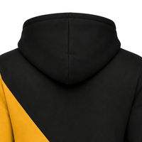 Sweat-shirt à capuche zippé intégral pour femme, personnalisé, noir et or, à deux empiècements croisés, color block, manches longues, style universitaire décontracté
