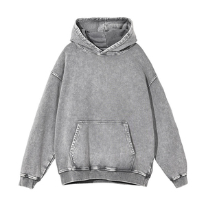 Sweat-shirts à capuche OEM/ODM pour hommes, pull-overs en molleton épais, effet délavé, logo personnalisé sérigraphié, style vintage vieilli - Product Image 3