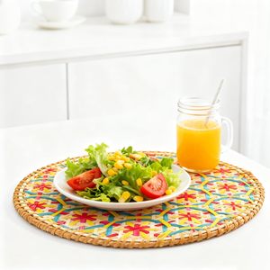 Mantel de bambú circular para decoración de comedor, estilo boho, tejido a mano, suministro directo del productor. - Product Image 6
