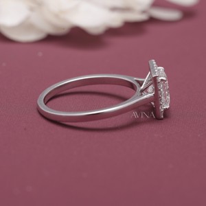 IGI Certified Princess Cut Diamond Halo Engagement - Wedding <b>Ring</b> in 14K Rose / Yellow & White Gold - Product Image 4