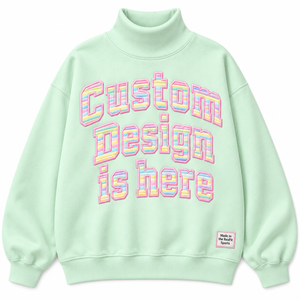 เสื้อสเวตเชิ้ตคอเต่าทรงโอเวอร์ไซส์แบบยูนิเซ็กซ์ แต่งขอบด้วยตัวอักษรปัก  ไหล่ตก แขนยาว ป้ายยี่ห้อสั่งทำได้ - Product Image 3