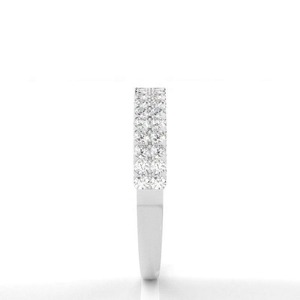 Bague de fiançailles et de mariage en argent sterling 925 bicolore style hip-hop certifiée IGI avec halo de diamants et moissanite pour femme - Product Image 2
