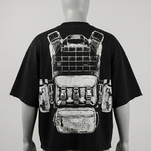เสื้อยืดผู้ชายสไตล์สตรีท พิมพ์ลายกราฟิกแบบสกรีน ผ้าถักเนื้อหนา ผลิตตามสั่ง (OEM) เป็นมิตรต่อสิ่งแวดล้อม ป้องกันรังสียูวี ผ้าฝ้าย 100% 240 GSM - Product Image 6