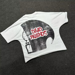 T-shirt court à manches courtes et col rond pour homme, blanc, avec motif de crâne imprimé, en jersey de coton, haut décontracté - Product Image 5
