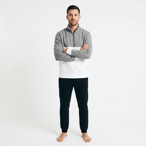 Sweat-shirt demi-zip en molleton de coton épais délavé à l'acide pour la vente en gros - Product Image 1
