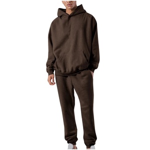 OEM Unisex <b>Plus</b> <b>Size</b> Hooded Casual Solid Hoodie Sweatpants Jogger <b>Set</b> <b>2</b> <b>Piece</b> Baggy Tracksuit Custom Gym Fitness Clothing - Product Image 1