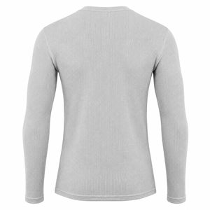 Chemise de compression thermique à manches longues et col rond pour homme, coupe ajustée, en tissu gaufré, séchage rapide, respirante, 100% coton, pour l'automne - Product Image 2