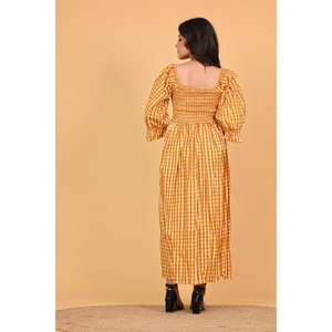 Vestido Maxi Ecológico de Algodón con Estampado de Bloques para Mujer, Hecho a Mano en India, Estilo Boho Floral, para Fiestas de Verano y Otoño - Product Image 6