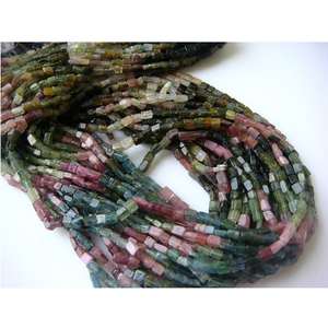 ลูกปัดพลอยทัวร์มาลีนธรรมชาติทรงลูกบาศก์ยาวรูปทรงรอนเดลล์ สำหรับทำเครื่องประดับแบบเส้น หินหลวม - Product Image 2