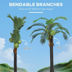 Outsunny 5 'palma tropicale illuminata 3 noci di cocco con LED 200 che cambia colore a distanza decorazione per festa in piscina interna/esterna - Product Image 5