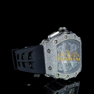 Reloj Deportivo de Negocios con Diamantes de Imitación VVS Moissanite, Diseño Cuadrado, Movimiento de Cuarzo de 20 mm, Correa de Silicona, Regalo de Boda Elegante para Hombre - Product Image 2
