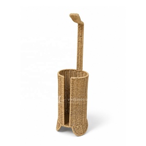 Support de papier toilette tressé en rotin naturel, autoportant, avec poignée de transport, écologique, rustique, pour restaurant, à fentes - Product Image 2