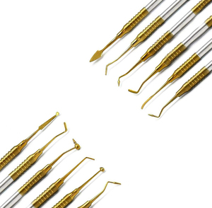 Juego de 6 Instrumentos Dentales de Doble Punta para Rellenos de Composite, Recubiertos de Titanio Dorado, Herramientas Manuales para Restauraciones - Product Image 4