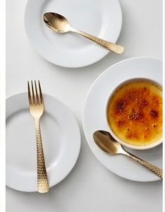 Ensemble de couverts à manche martelé en nid d'abeille, en acier inoxydable plaqué or PVD, pour la salle à manger et la cuisine - Product Image 4