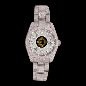Montre de luxe entièrement sertie de diamants, chiffres arabes, style hip-hop pour hommes et unisexe, en acier inoxydable, style rappeur. - Product Image 1