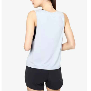 Women's Light Blue Scoop Neck Tank <b>Top</b> Breathable Knitted Casual Regular Length Solid Color Workout Wear Front Logo Quick Dry - Product Image 5