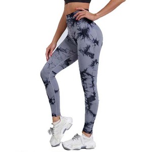 High Waist <b>Tie</b> <b>Dye</b> Yoga <b>Leggings</b> Full Length Four-Way Stretch Spandex Polyester Sports Fitness Wear Pants - Product Image 2