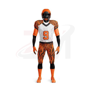 Ensemble d'uniformes de football américain orange et blanc à rayures tigrées, impression par sublimation, respirant, taille adulte homme, service OEM - Product Image 2