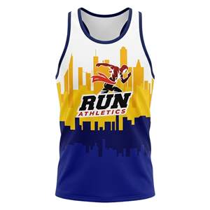 OEM/ODM Custom Team Logo Sublimated Men's Eco-Friendly Marathon Singlet Quick Dry Spandex/Polyester Sleeveless <b>Running</b> Jersey - Product Image 4