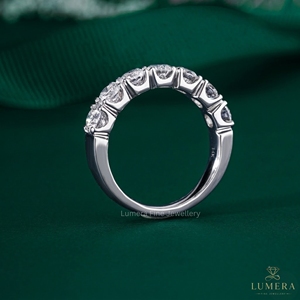 Anillo de Eternidad con Moissanita de Corte Brillante Redondo, Certificado IGI, Oro Blanco de 9K, 10K, 14K, 18K, con Garras Compartidas, Anillo de Aniversario - Product Image 3