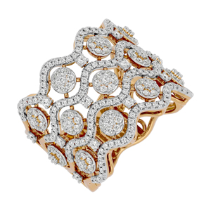 Luxury 18K Gold <b>Cuff</b> <b>Bracelet</b> With Round Diamond Geometric Design Rhodium Plated Women's Wedding Jewelry - Product Image 1