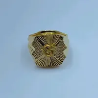 Духовное кольцо-печатка с символом Ом из 22-каратного золота |   Узор «Солнечные лучи» из чистого золота |   Мужское религиозное кольцо-печатка с символом Ом