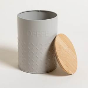 Minimalist Gray Metal Sugar Canister With Wooden Lid Airtight <b>Kitchen</b> <b>Storage</b> <b>Container</b> Rectangle Shape Freshness Preservation - Product Image 6